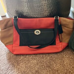 Coach Red and Tan Hobo Bag